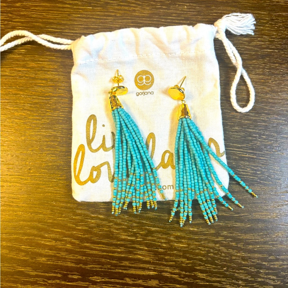 Gorjana turquoise and gold beaded earrings
